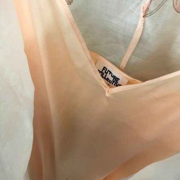 NWT Future Collective Women's 14 Floral Light Pink Slip Midi Dress Sleeveless - Picture 8 of 16